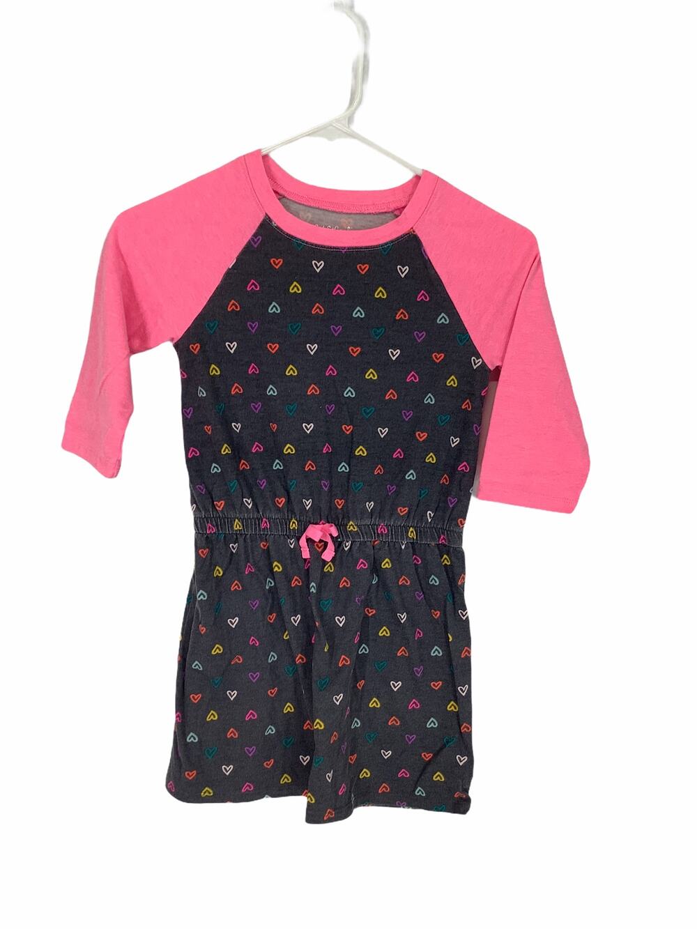 Cat & Jack Heart Pink Long Sleeve Dress Medium 7/8